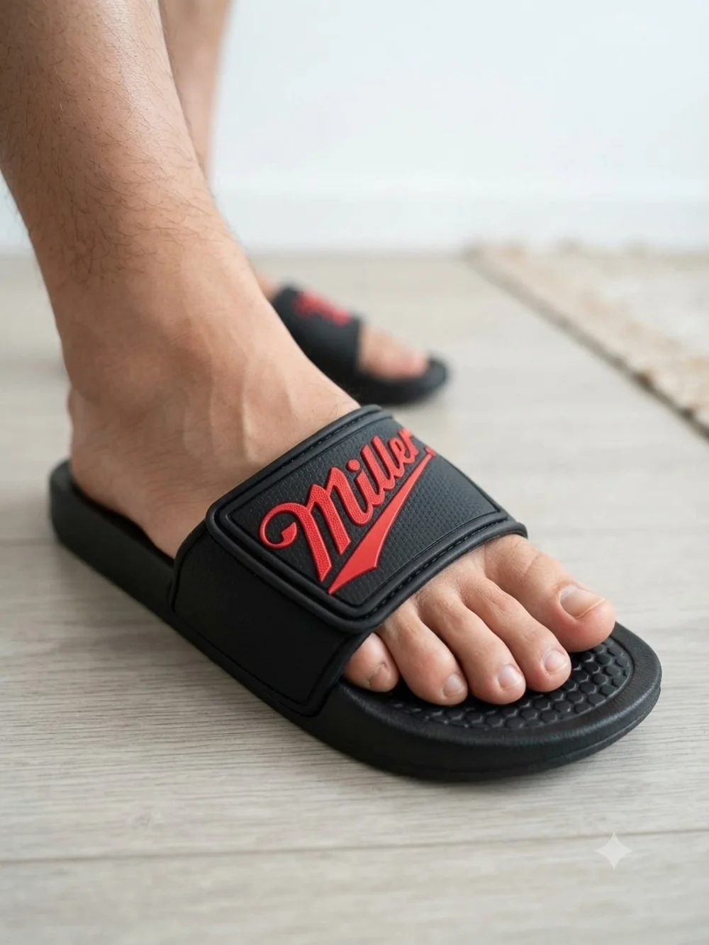 Miller Black & Red Men's Slide Sandals New Without Label